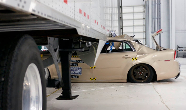 Underrides occur when a smaller car hits the side of a large truck